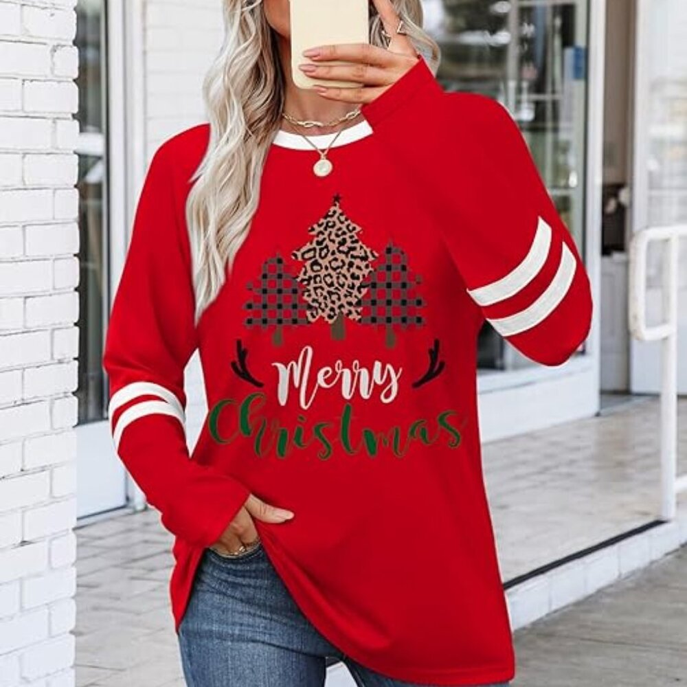 NEW! Trendy Long Sleeve Shirts for Women Color Block Casual Tops Fall Outfits